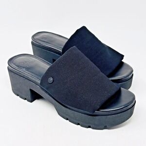 Steve Madden Black Slinky Stretchy Slide Platform Sandals 7/7.5 Y2K 90's Vintage